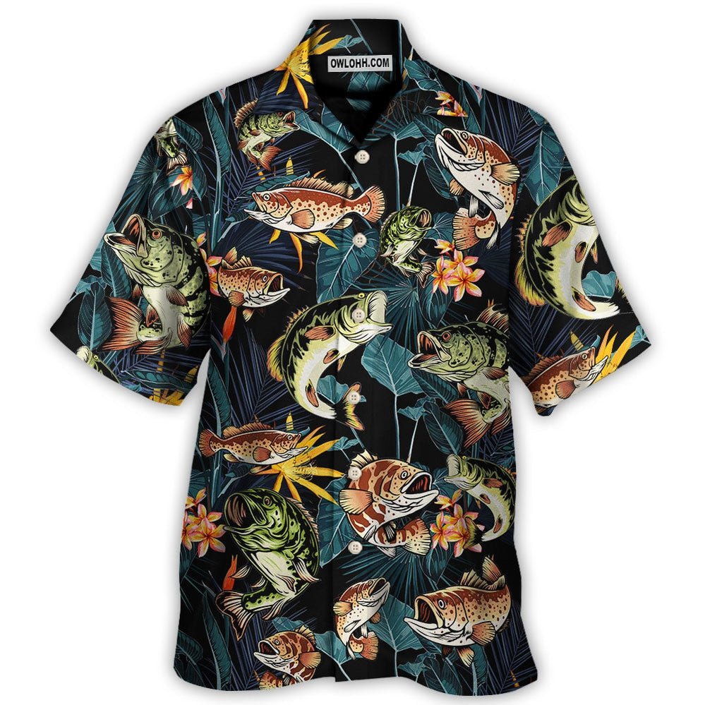 Fishing Born To Fish Forced To Work Tropical Vibe - Hawaiian Shirt