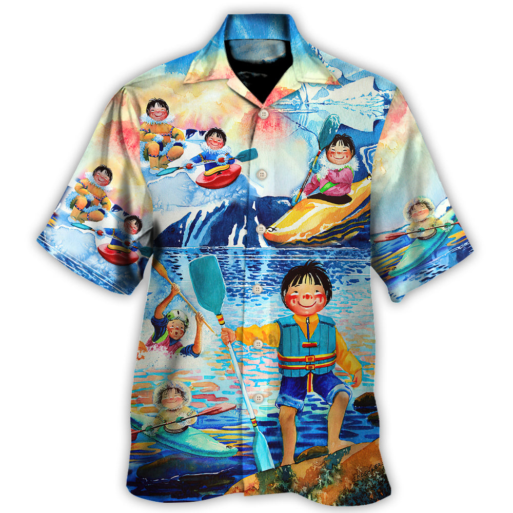 Kayaking Funny Children Playing Kayaking Live Love Kayak Kayaking Lover - Hawaiian Shirt