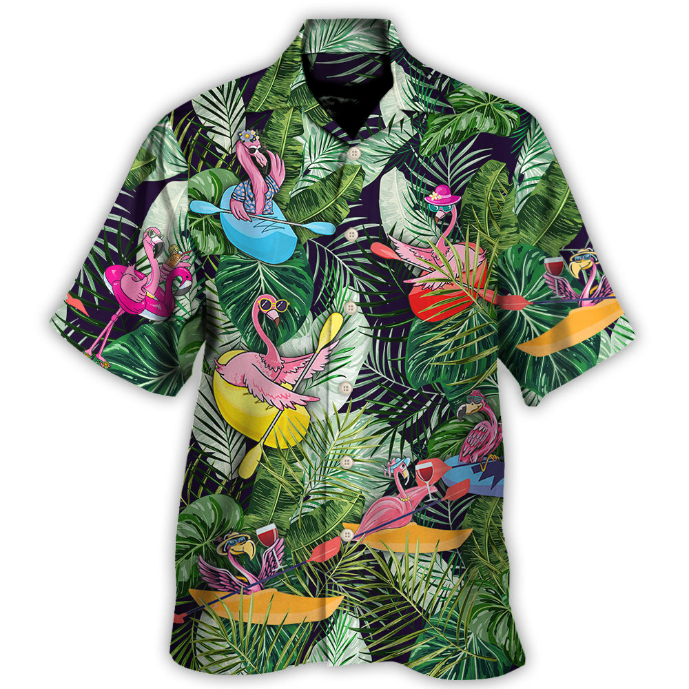 Kayaking Funny Flamingo Playing Kayaking Just Add Water Tropical Kayaking Lover - Hawaiian Shirt