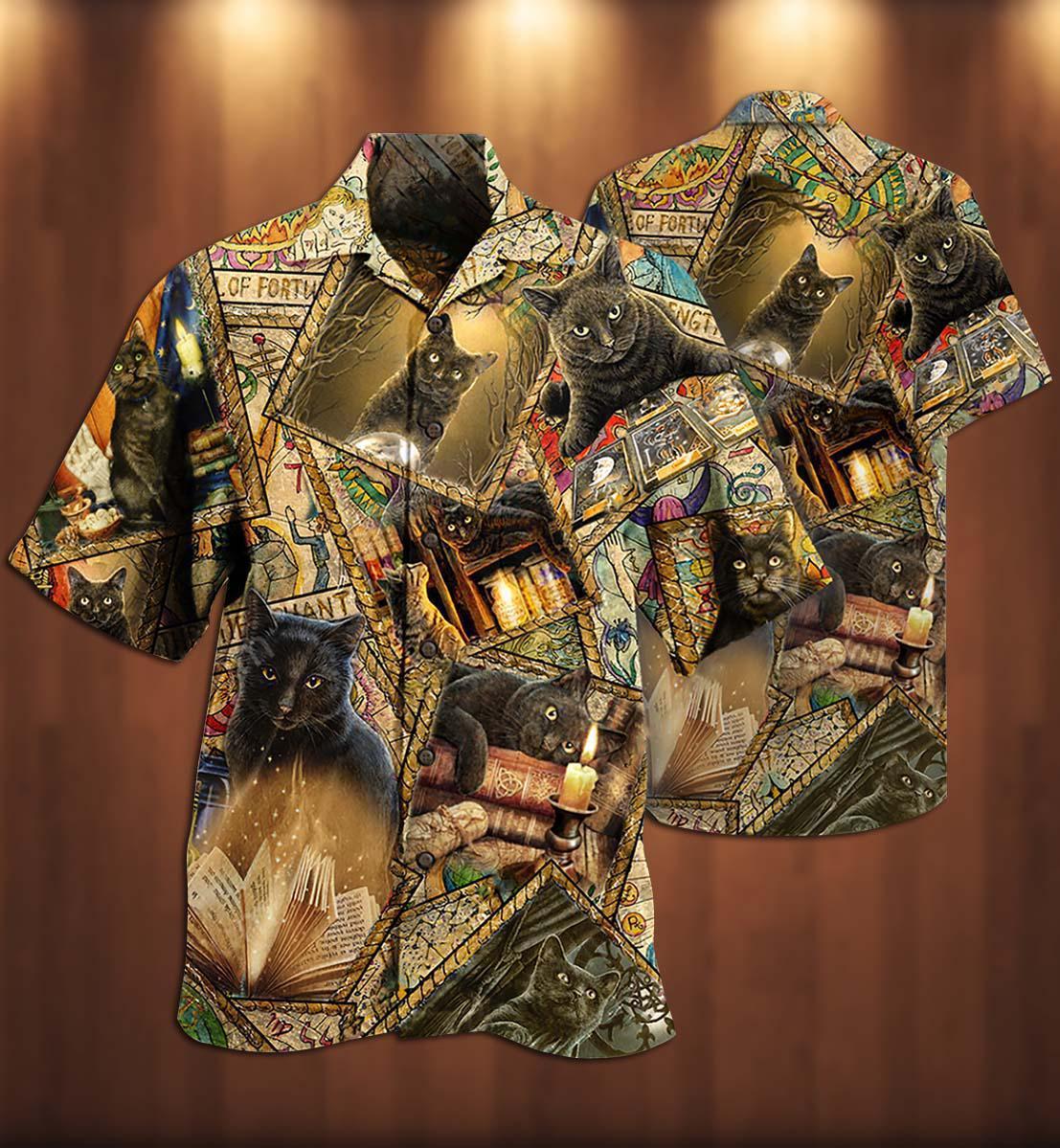 Cat Love Books Magic - Hawaiian Shirt