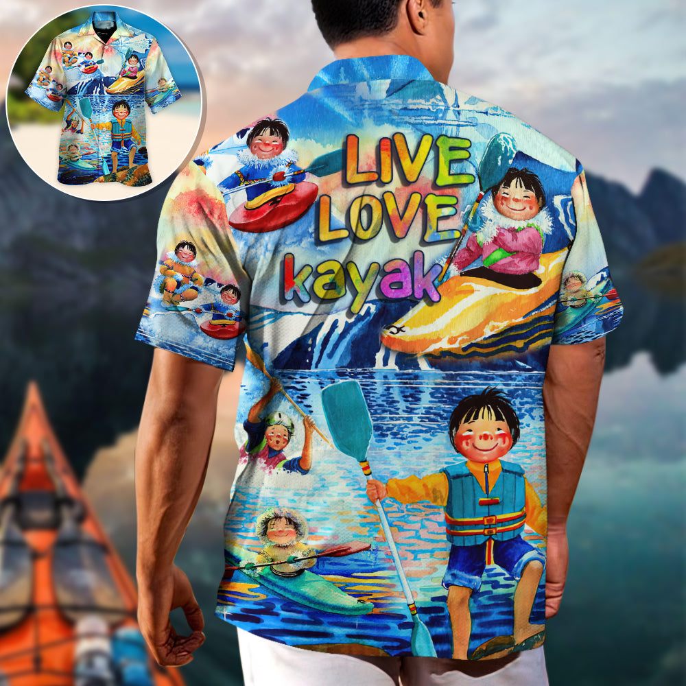 Kayaking Funny Children Playing Kayaking Live Love Kayak Kayaking Lover - Hawaiian Shirt