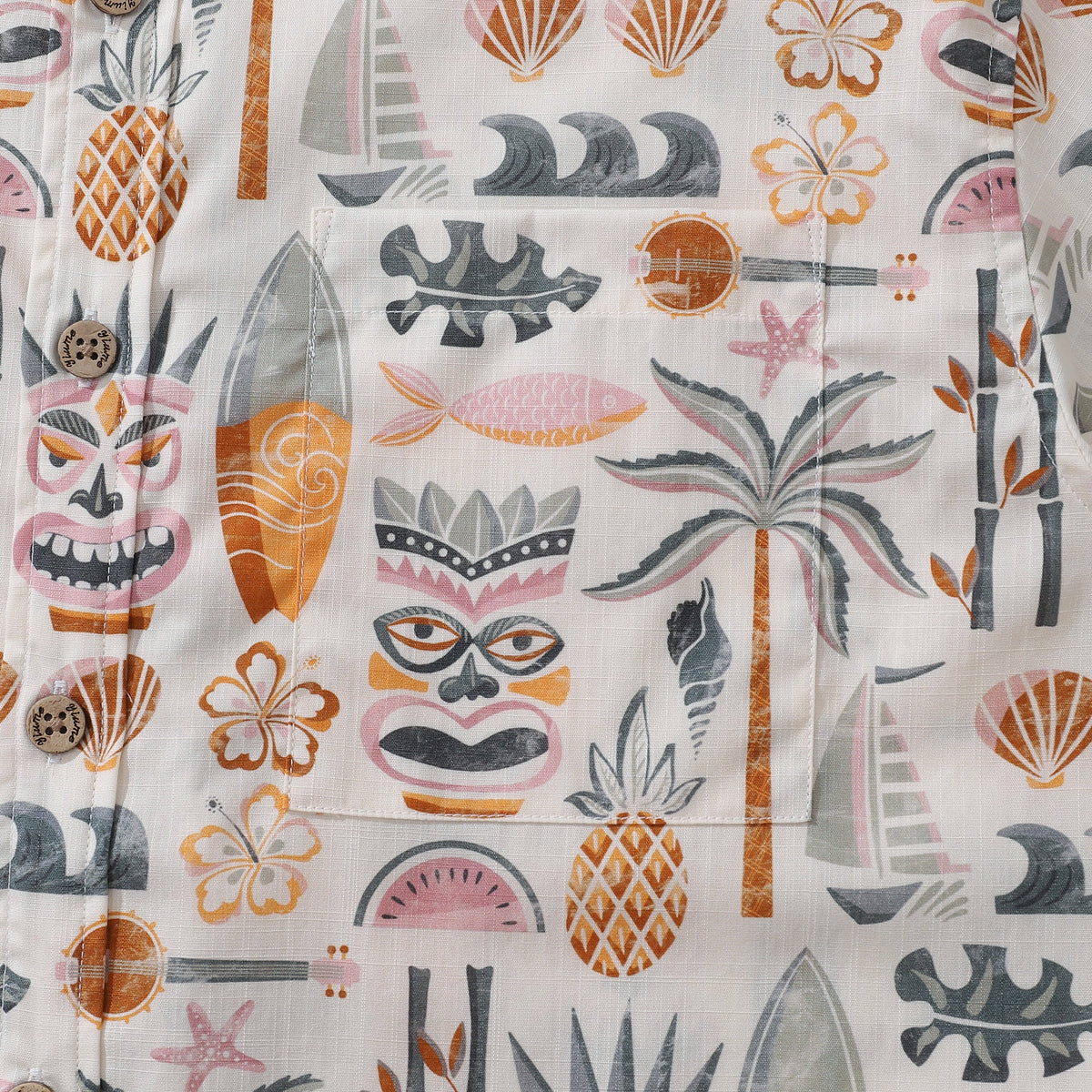 Fashion Hawaiian Shirt For Men Tiki Beach By House of Haricot Button-down Shirt Short Sleeve 100% Cotton Shirt