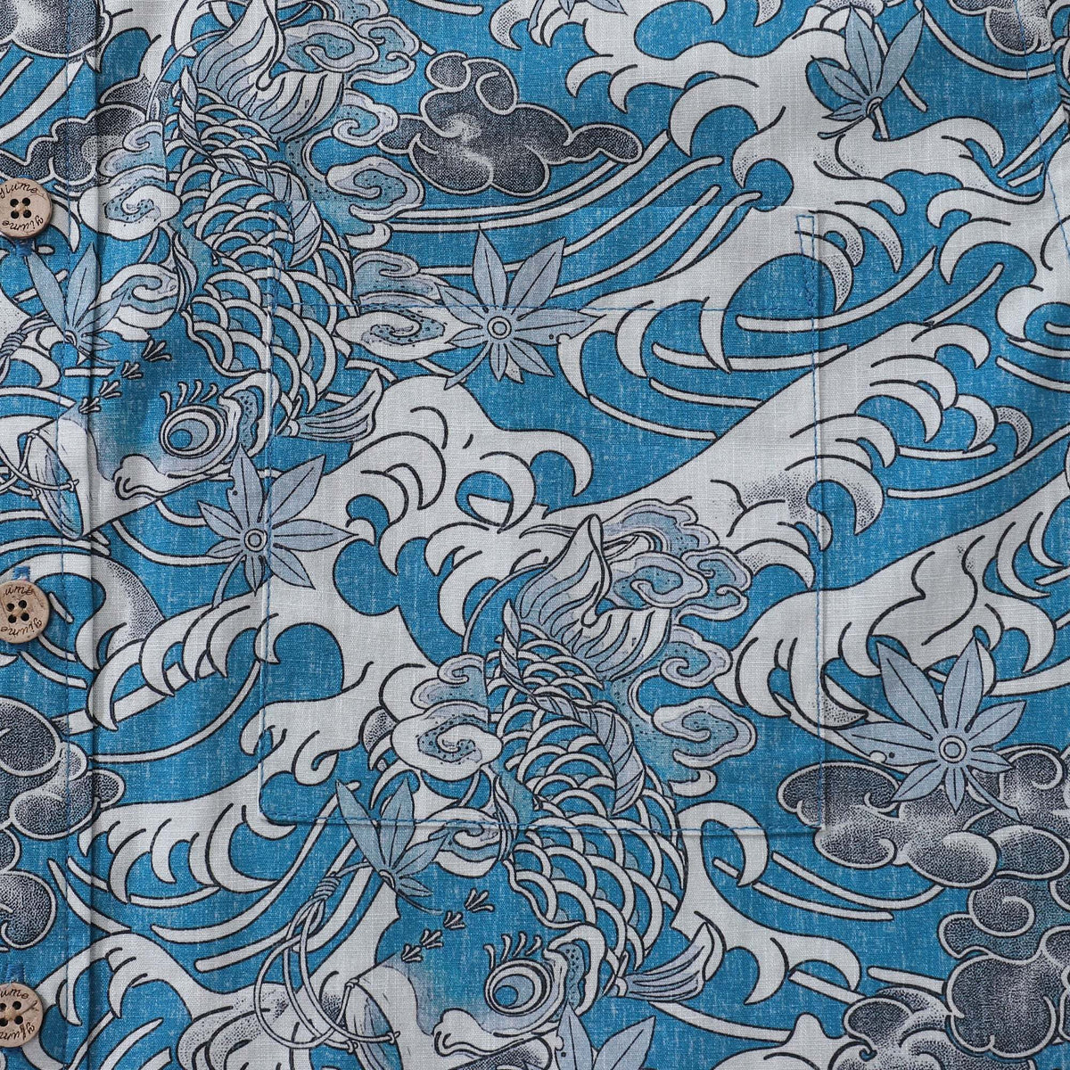 Hawaiian Shirt For Men Koi Waves Button-down Shirt Short Sleeve 100% Cotton Shirt By Cigar