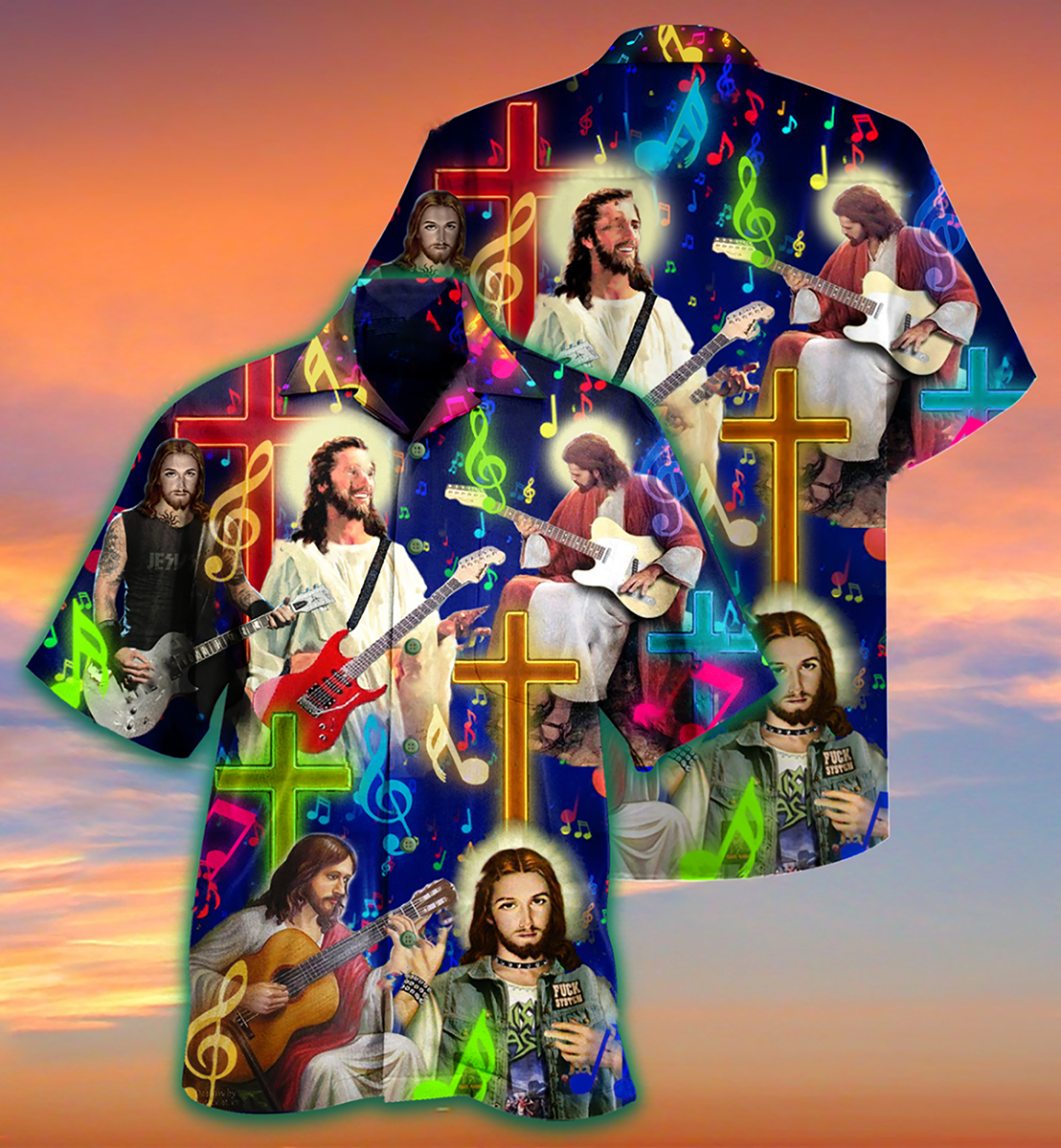 Guitar Jesus Love Guitar - Hawaiian Shirt