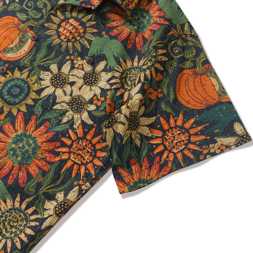 100% Cotton Hawaiian Shirt For Men Thanksgiving Camp Collar Aloha Shirt Thanksgiving By Andrea Leonelli