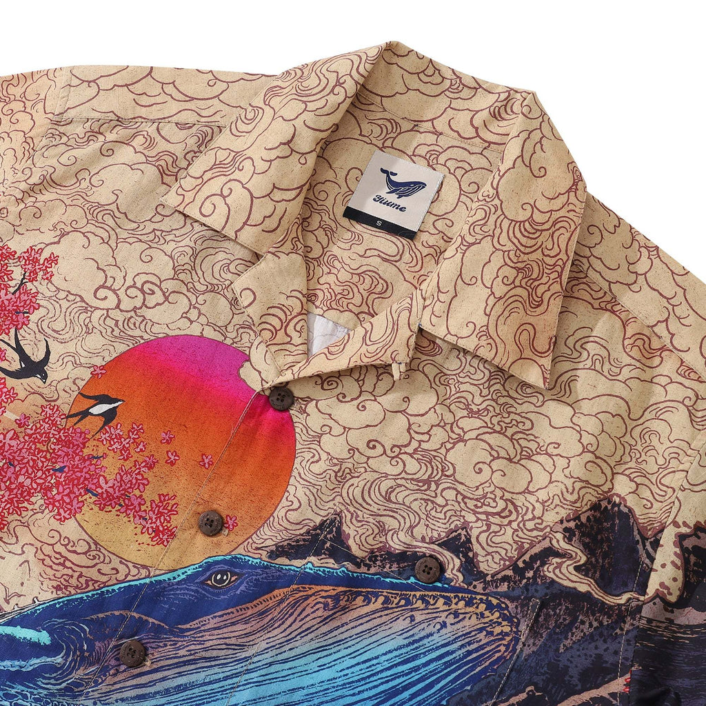 Yiume Ukiyo-e Hawaiian Shirt 100% Cotton Shirt For Men Camp Collar Aloha Shirt Ukiyo-e No6 By Rlon