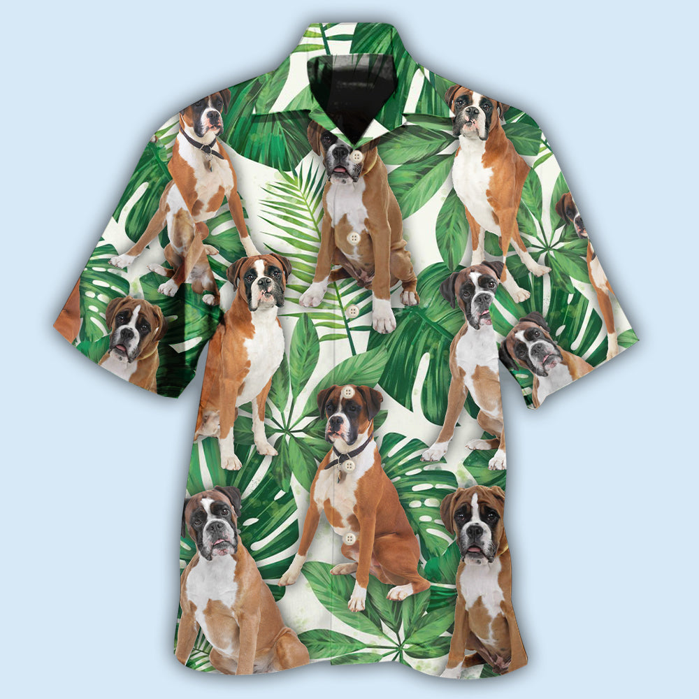 Boxer Dog Tropical Leaf Style - Hawaiian Shirt