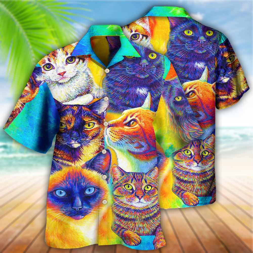 Cat Love Life Colorful Style - Hawaiian Shirt