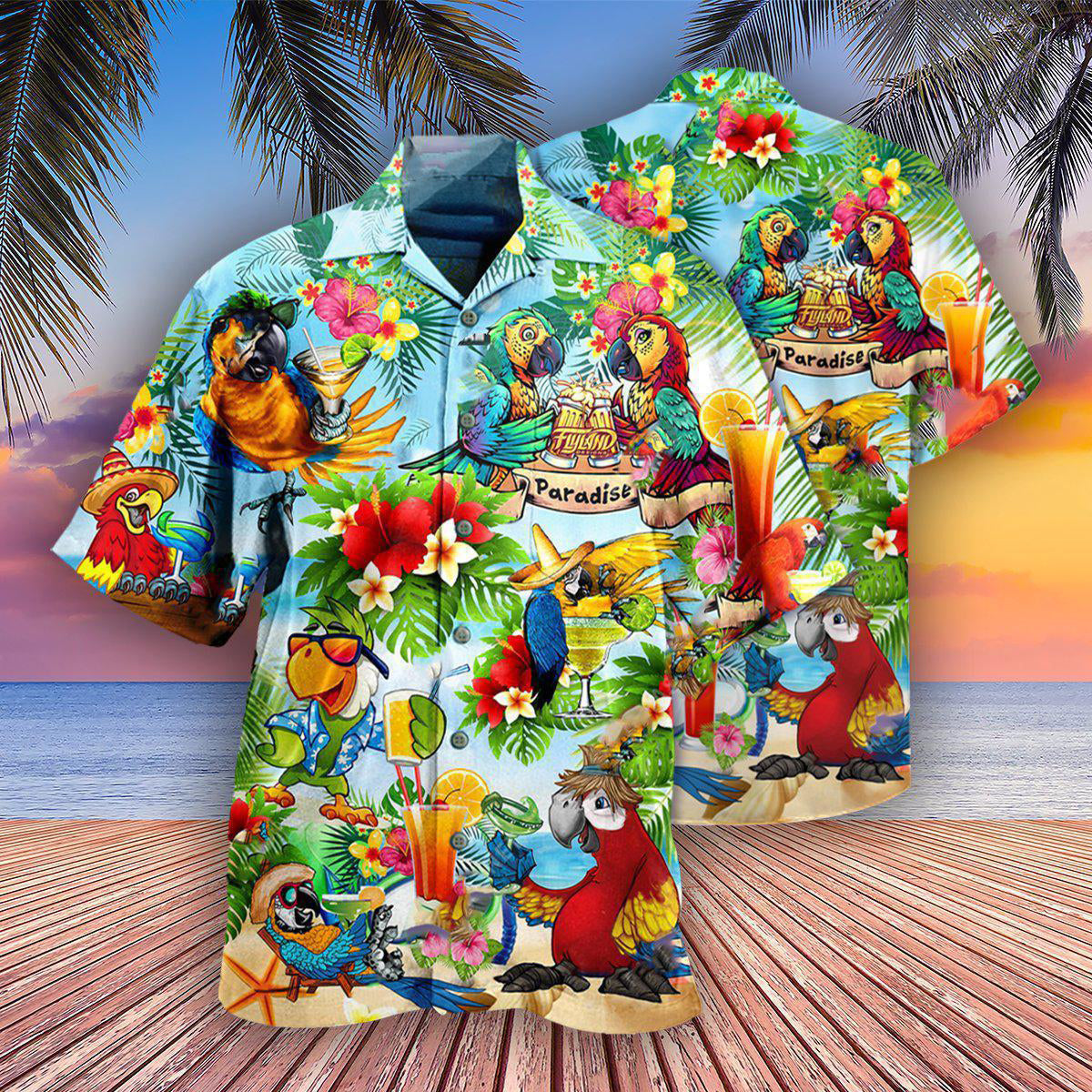 Cocktail And Parrots It's Five Oclock Somewhere Style - Hawaiian Shirt