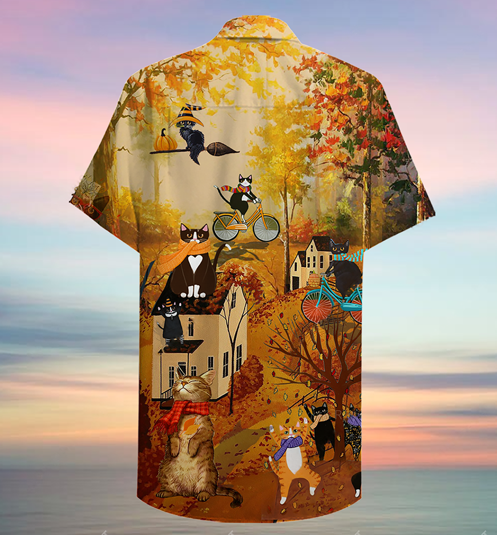 Cat Happy Fall Y'All Cat - Hawaiian Shirt