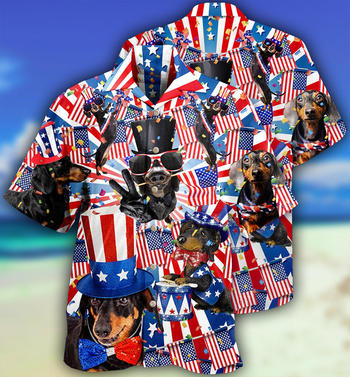 Dachshund Celebrates National Day - Hawaiian Shirt
