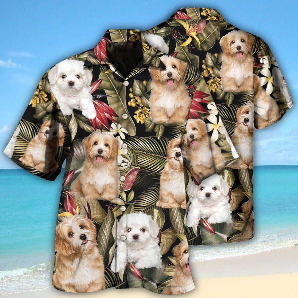 Havanese Dog Tropical Leaf Style - Hawaiian Shirt