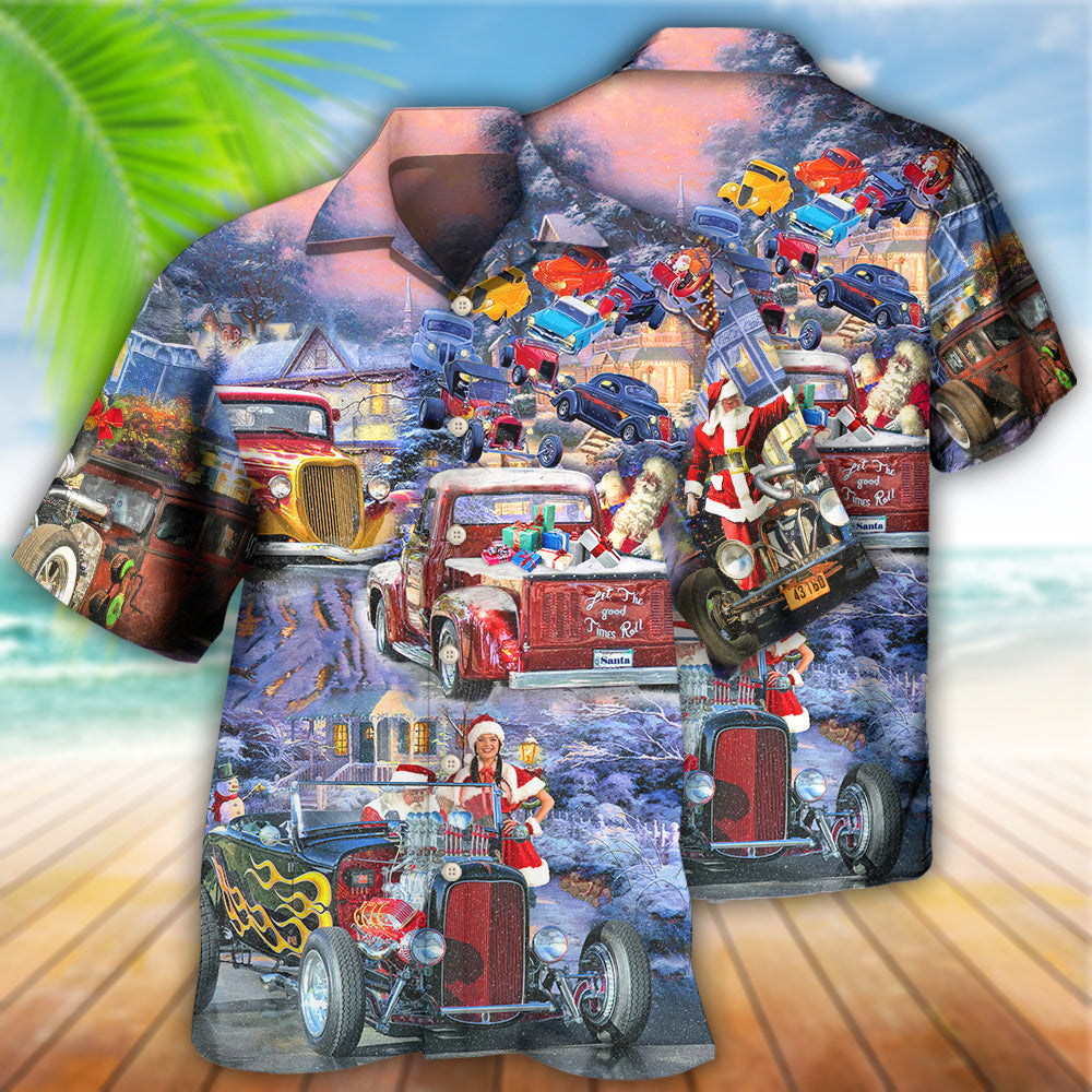 Hot Rod Merry Christmas Snow - Hawaiian Shirt