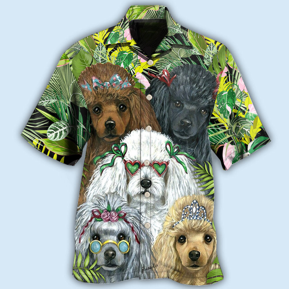 Poodle Dog Green Tropical - Hawaiian Shirt