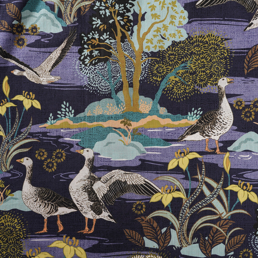 Men's Hawaiian Shirt Short Sleeve Button-down 100% Cotton Blue Aloha The Yellow Iris River By Abigail Bryan