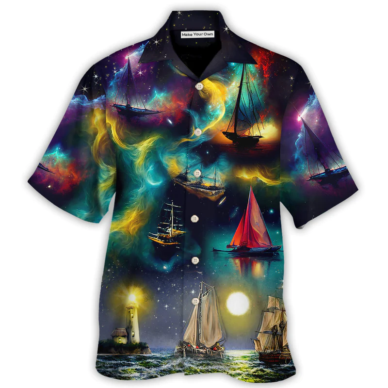 Sailing Travel In Space On An Old Sailing Ship - Hawaiian Shirt
