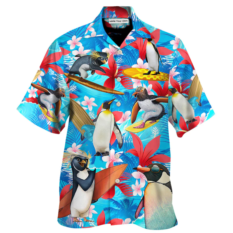 Penguin Funny Color Surf - Hawaiian Shirt