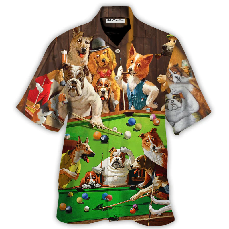 Billiard Dogs Playing Pool - Hawaiian Shirt